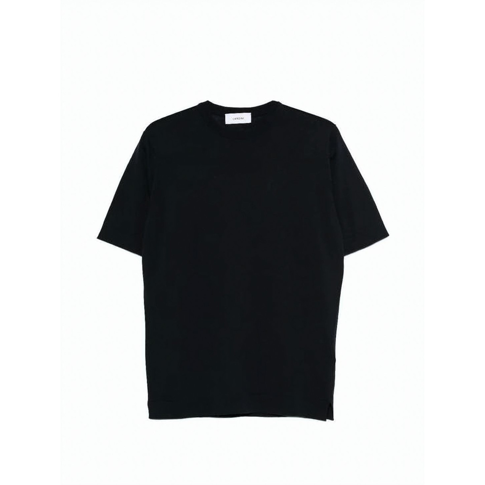 LARDINI Fitted Black Cotton Short Sleeve Tops
